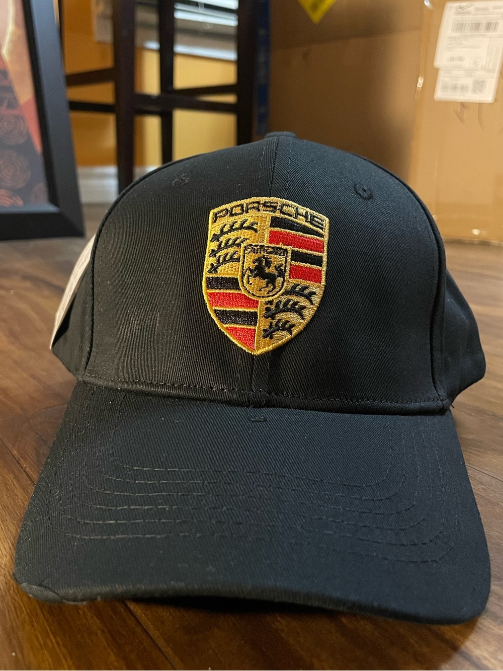 Porsche Black Baseball Cap with Embroidered Crest